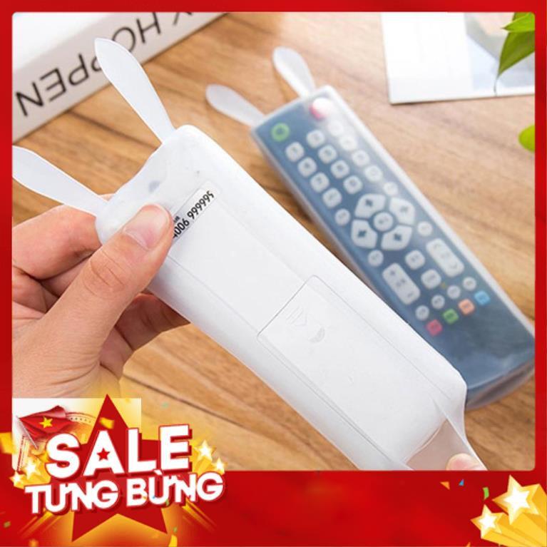 Vỏ bọc điều khiển tivi túi bao silicon tai thỏ remote điều hòa máy lạnh tv chống bụi .......