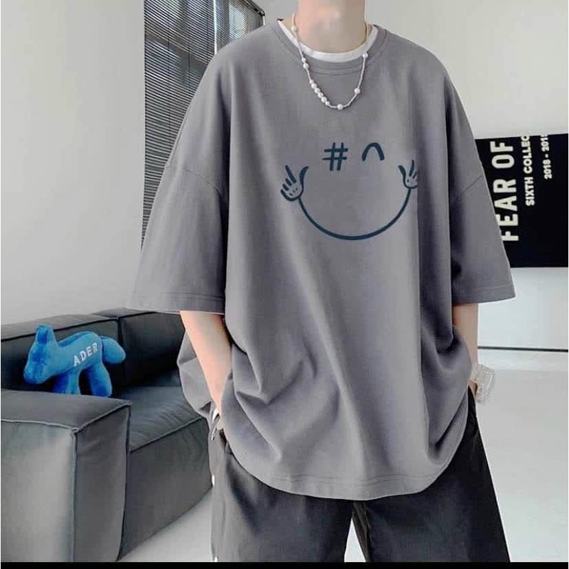 Áo thun nam nữ unisex phom rộng mặt cười vui vẻ