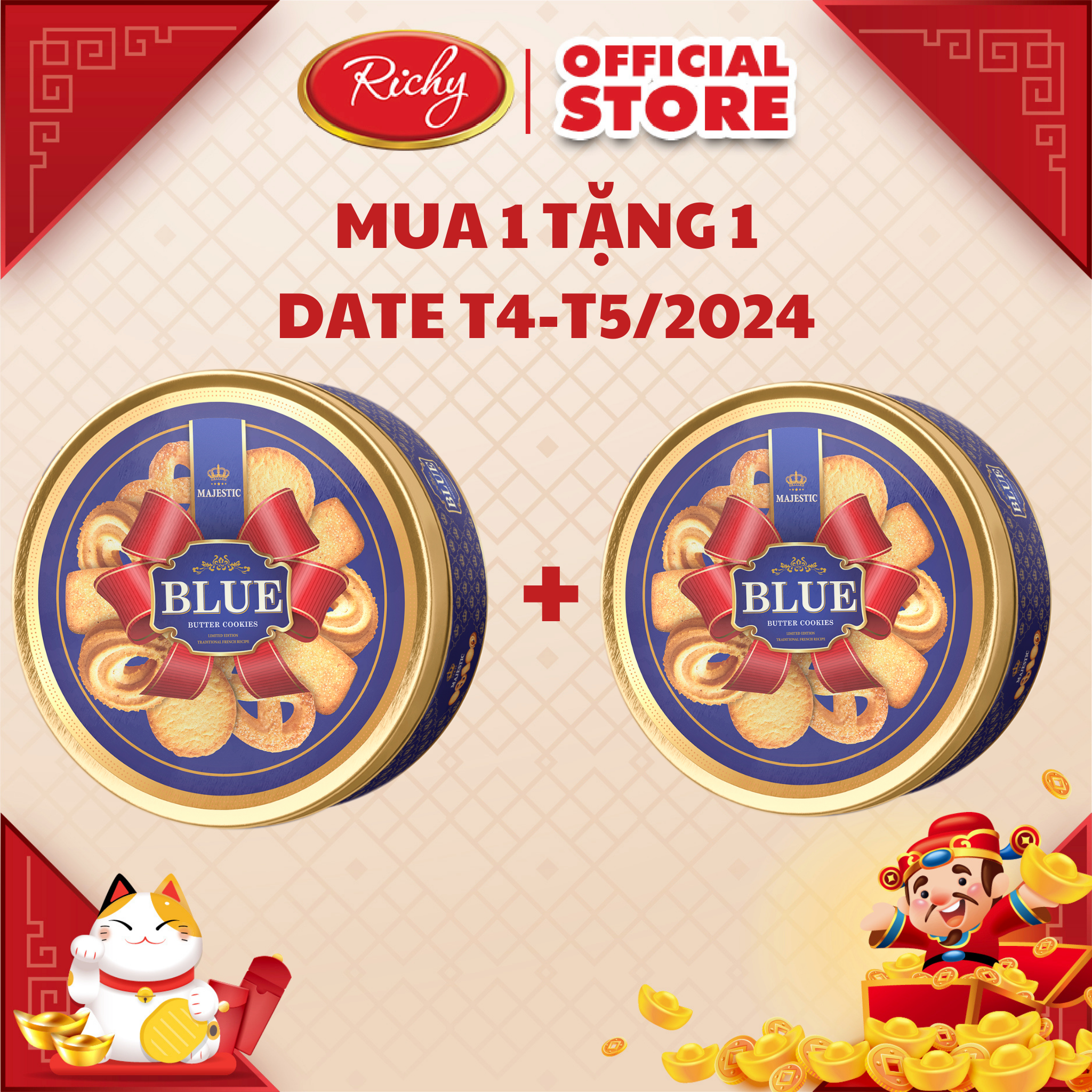 [MUA 1 TẶNG 1 - DATE T4-T5/2024] Bánh Majestic Blue đỏ 625g