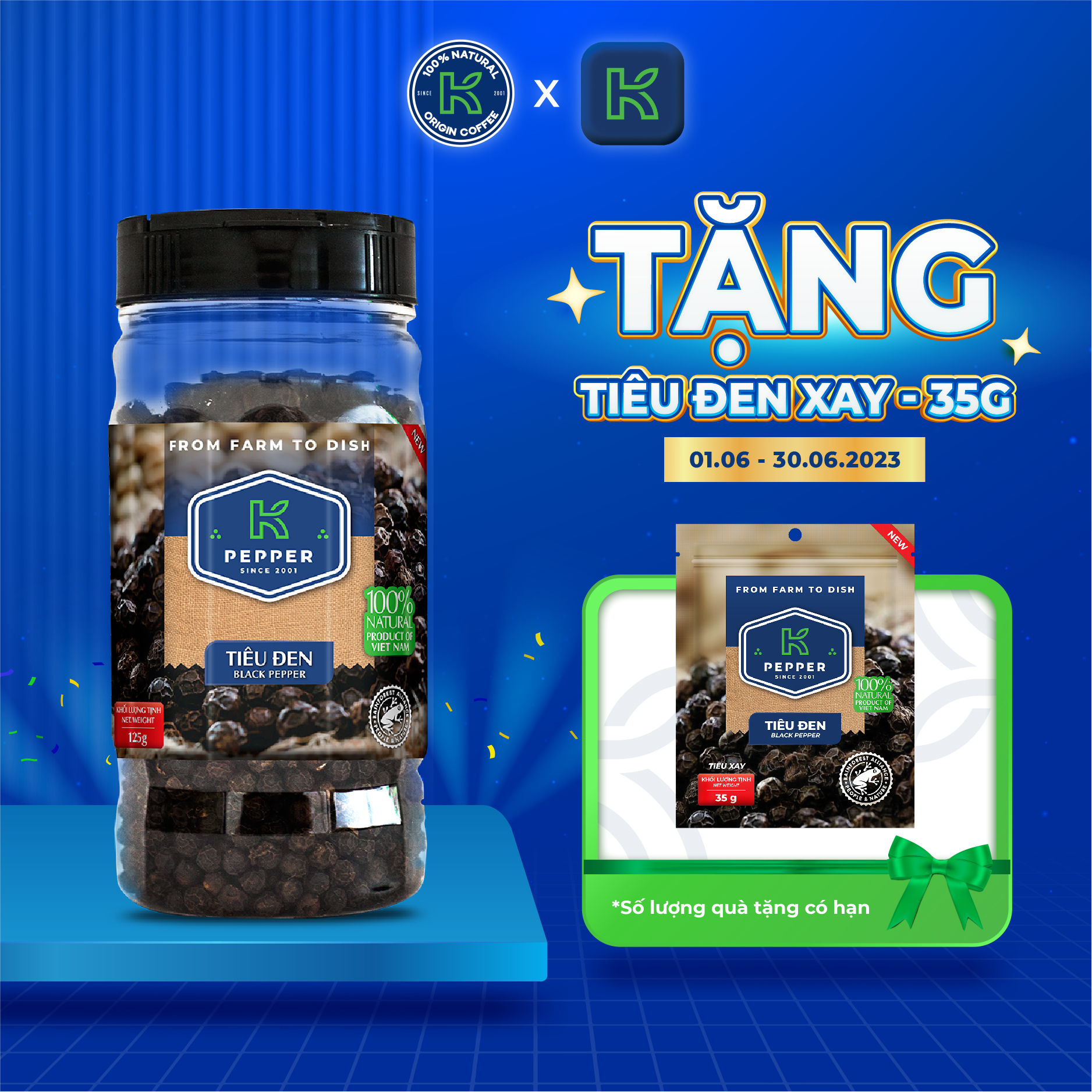 Tiêu đen nguyên hạt K Pepper 125g Kphucsinh