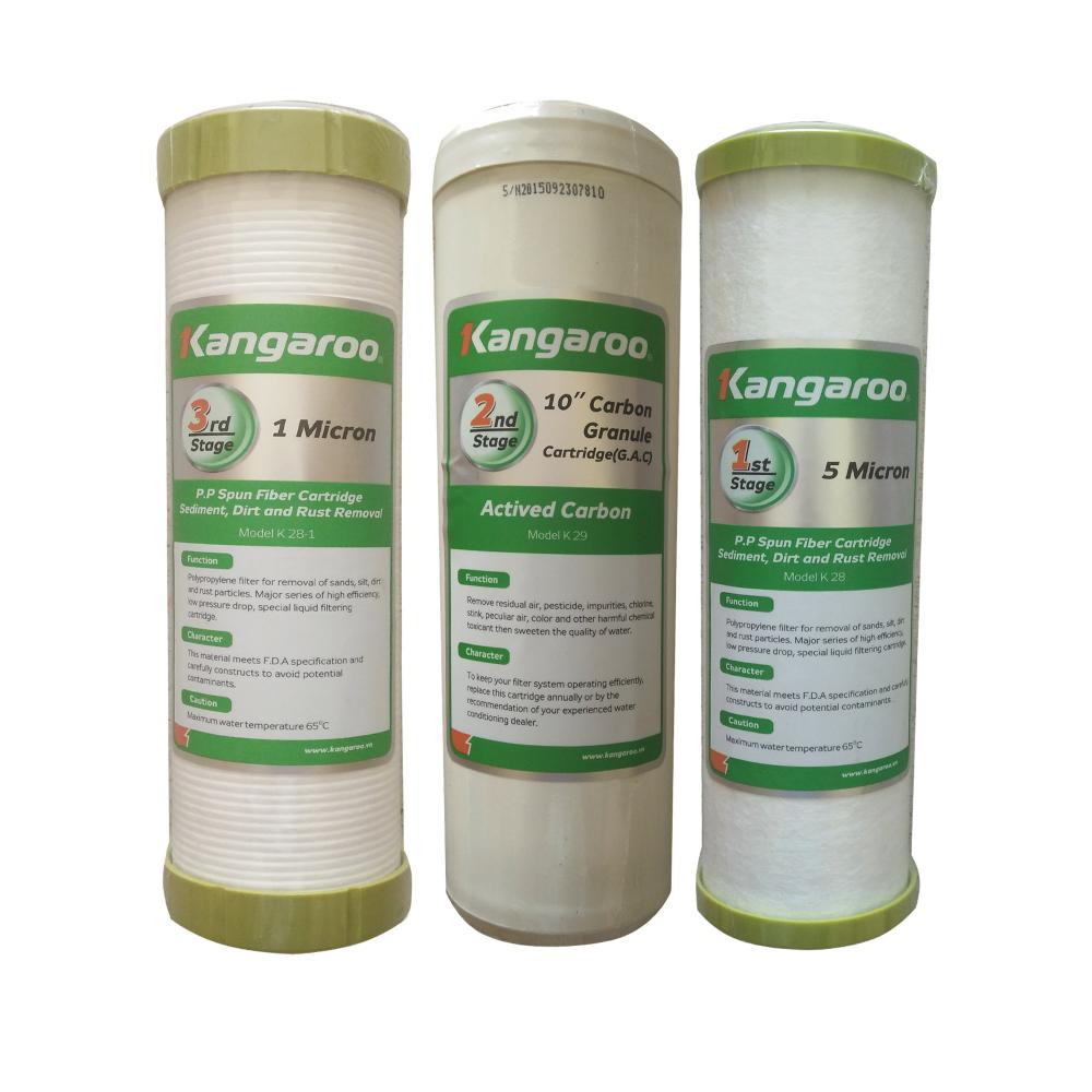 Combo 3 Lõi Lọc Nước 1, 2, 3 Kangaroo - Hàng Chính Hãng
