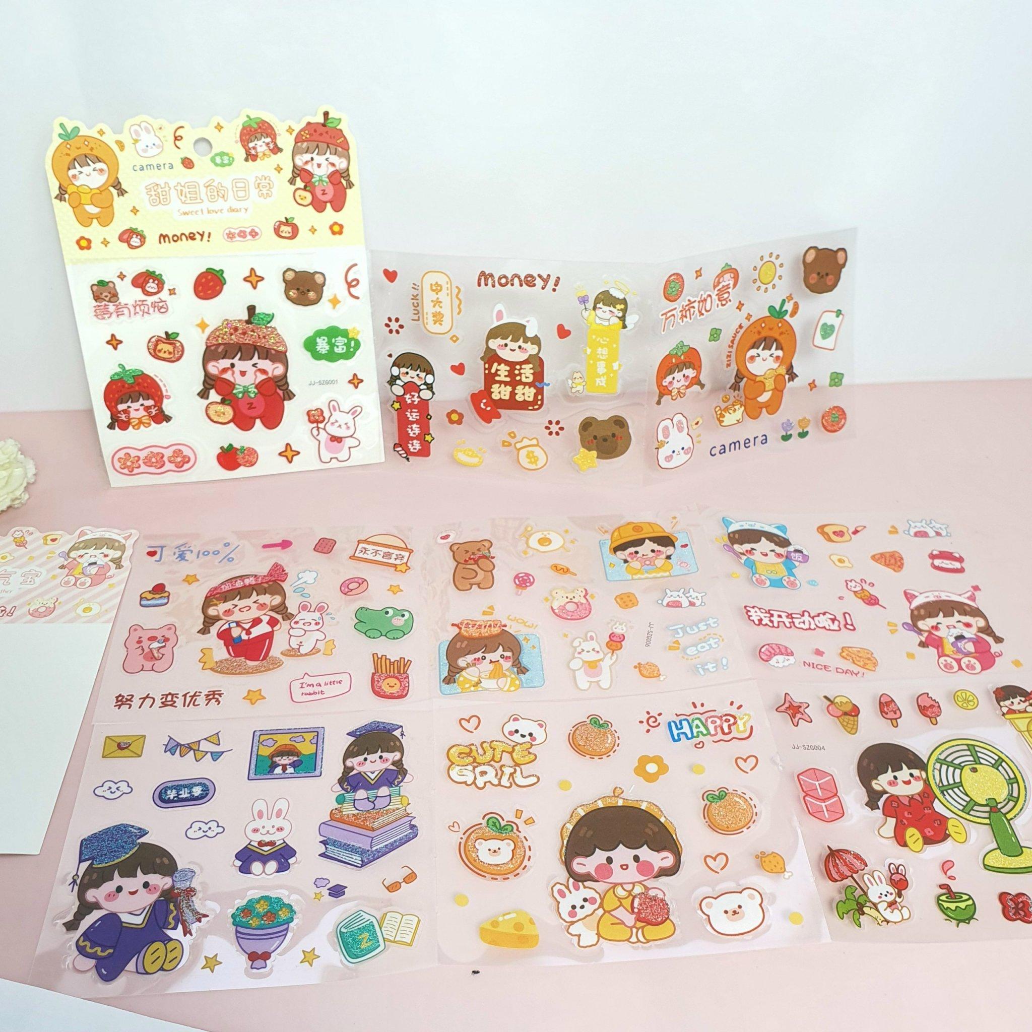 Sticker vỉ 20 hình dán cute / hình dán dễ thương theo chủ đề