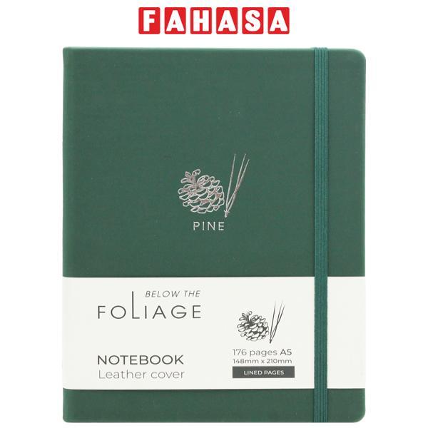 Sổ Bìa Da A5 - Kẻ Ngang 176 Trang 100gsm - Foliage Pine - The Sun - Màu Xanh Cổ Vịt