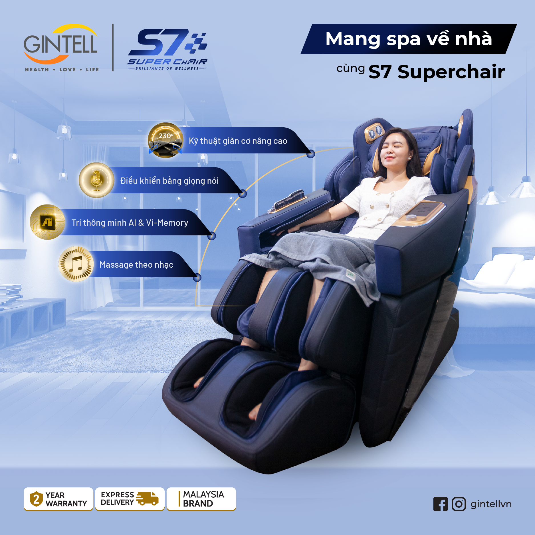 Ghế Massage GINTELL - S7 SUPERCHAIR Chính Hãng