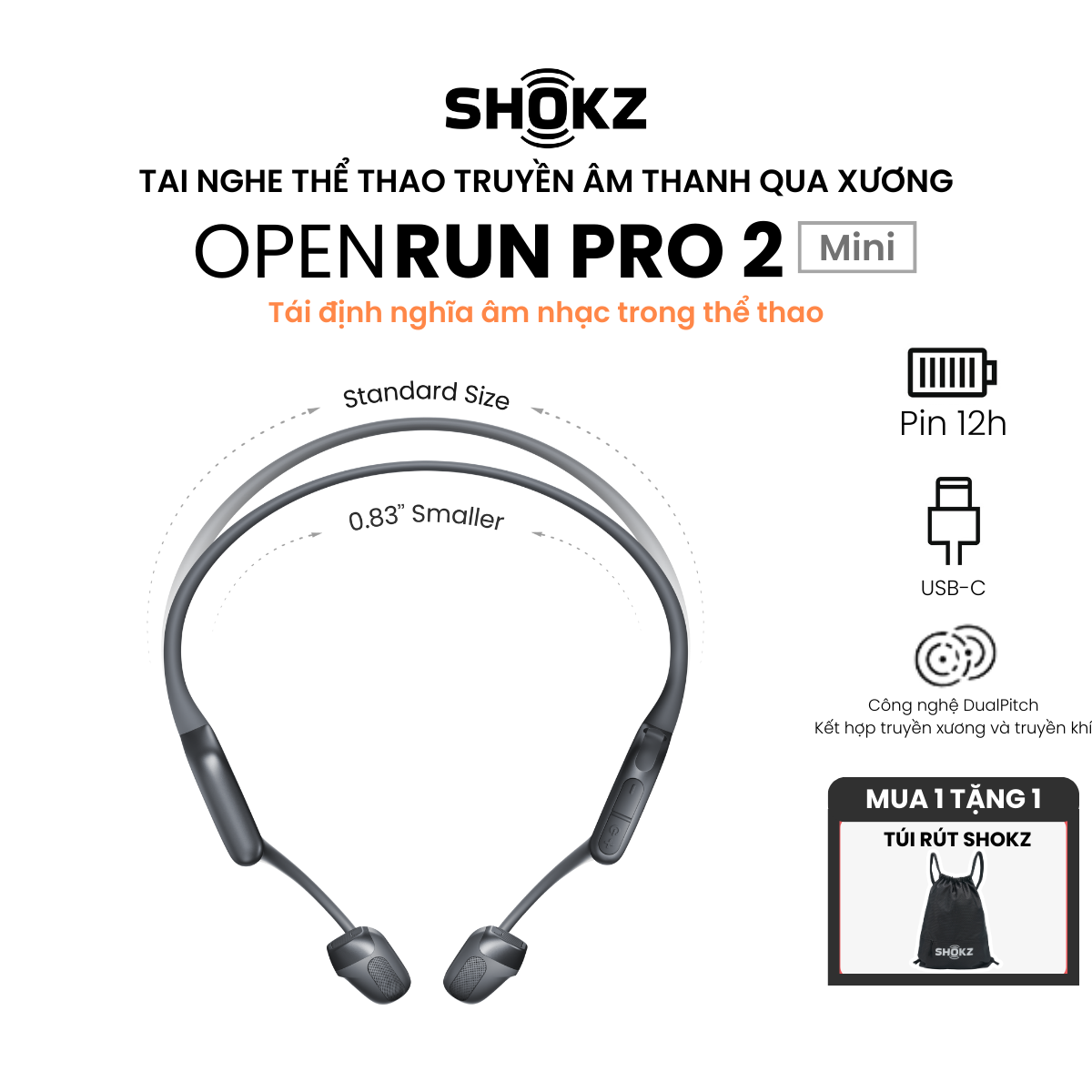 [MỚI] Tai Nghe Bluetooth Thể Thao Truyền Âm Thanh Qua Xương SHOKZ OPENRUN PRO 2 - Mini S821 - Bảo Hành 2 Năm - Hàng Chính Hãng
