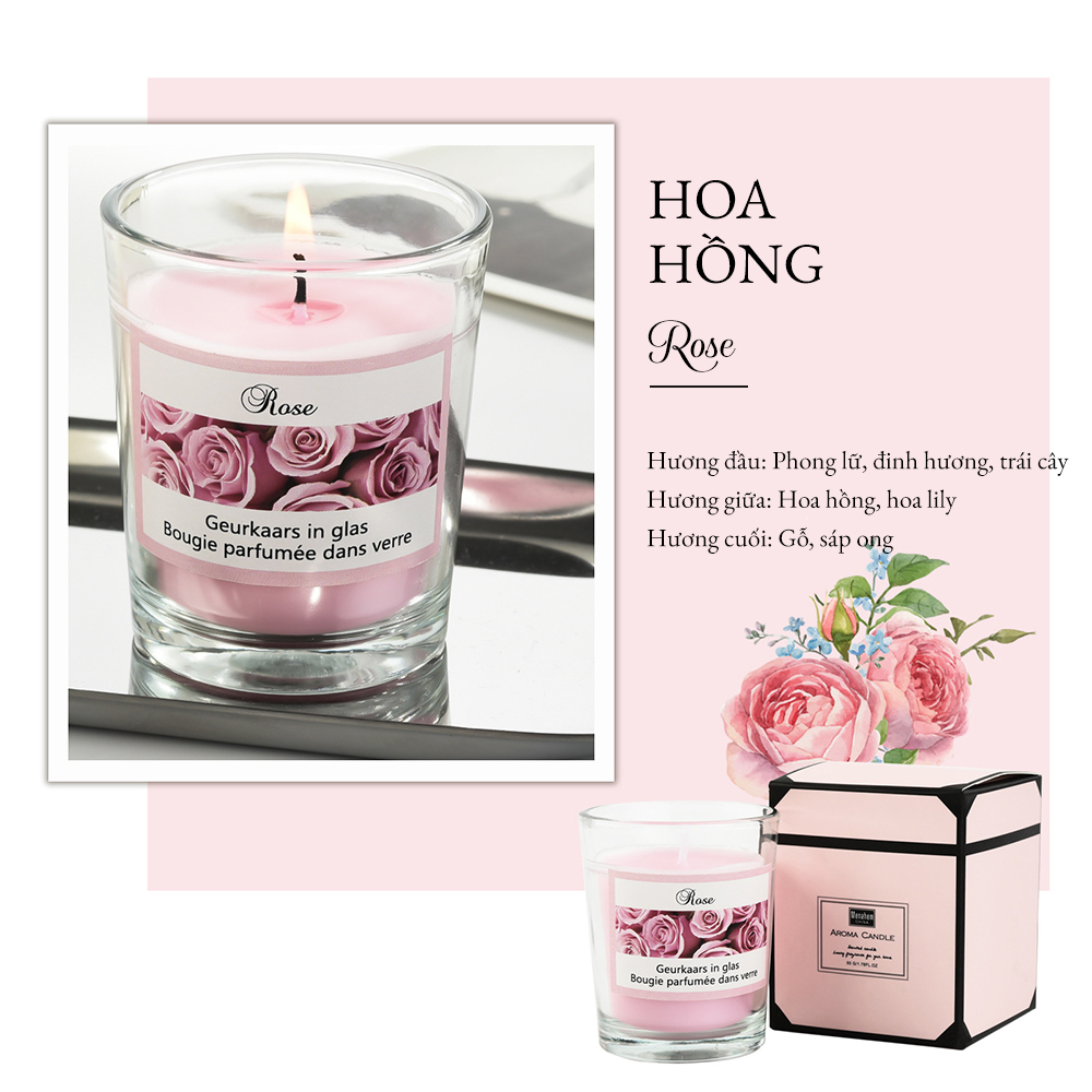 Nến thơm trang trí phòng 50G sáp đậu nành không khói hương thơm aroma tự nhiên làm quà tặng bạn bè người thân