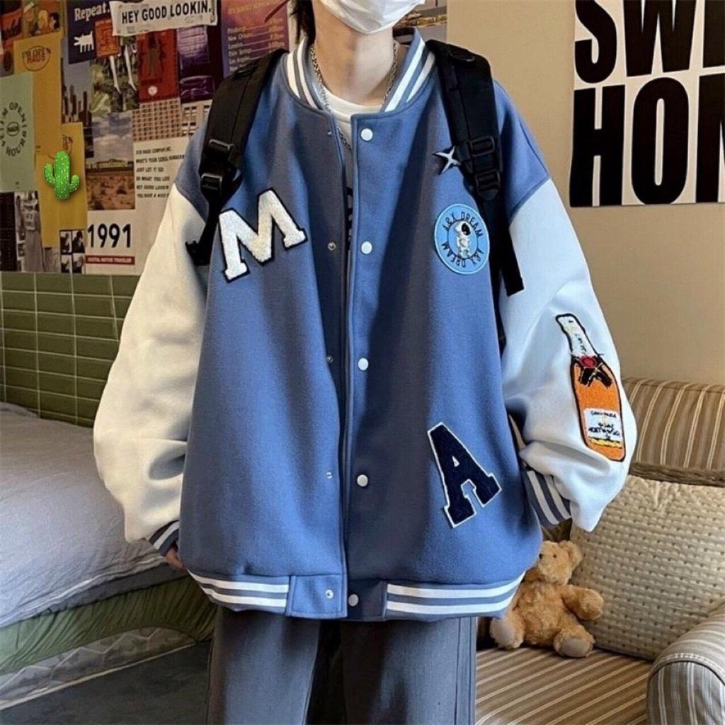 Áo Khoác Bomber Varsity Jacket in chữ A A&X in phối tay cá tính form Unisex Nam Nữ