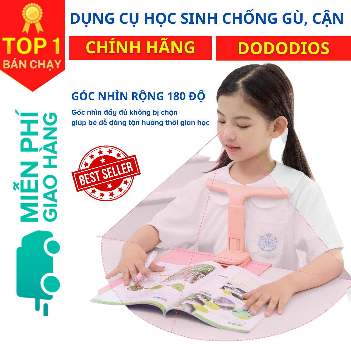 Giá đỡ chống cằm, chống cận thị, hạn chế gù lưng cho bé - Có nhiều nấc chiều cao để lựa chọn - Nhựa an toàn cho trẻ em - Hàng chính hãng dododios