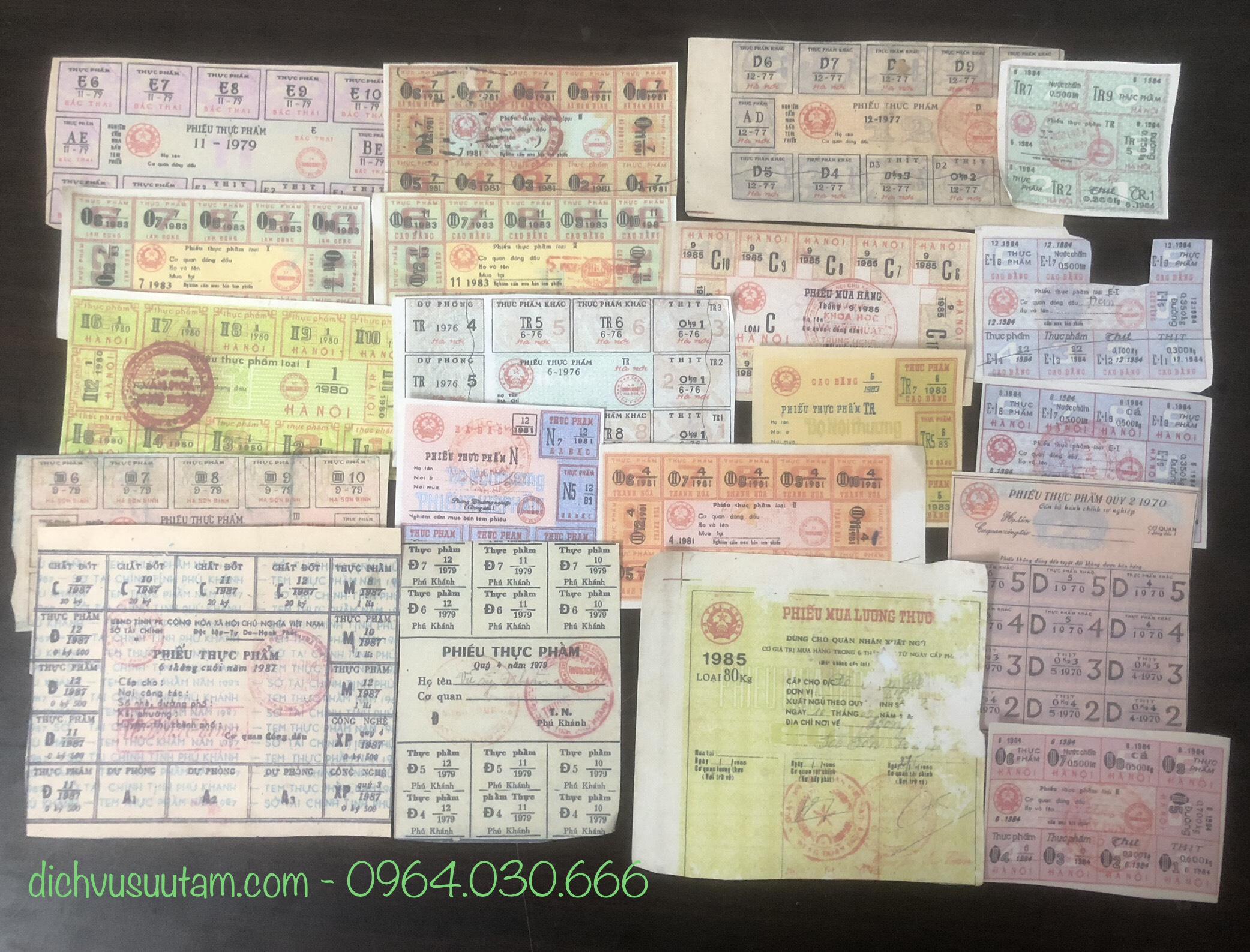 Combo 20 mẫu Phiếu thực phẩm thời kì bao cấp COPY lưu niệm