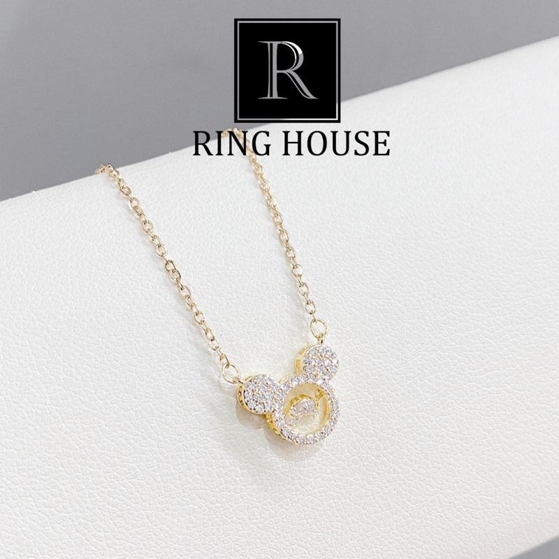 Dây Chuyền Nữ Titan Không Đen Gỉ Mặt Chuột Mickey Đính Ngọc Đẹp Dễ Thương Xinh