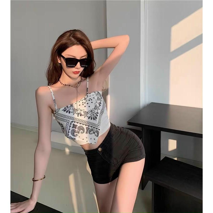 Áo 2 dây croptop nữ Sexy Bandana Hở Lưng Họa Tiết thổ cẩm chất bo tăm siêu đẹp, có giãn tốt
