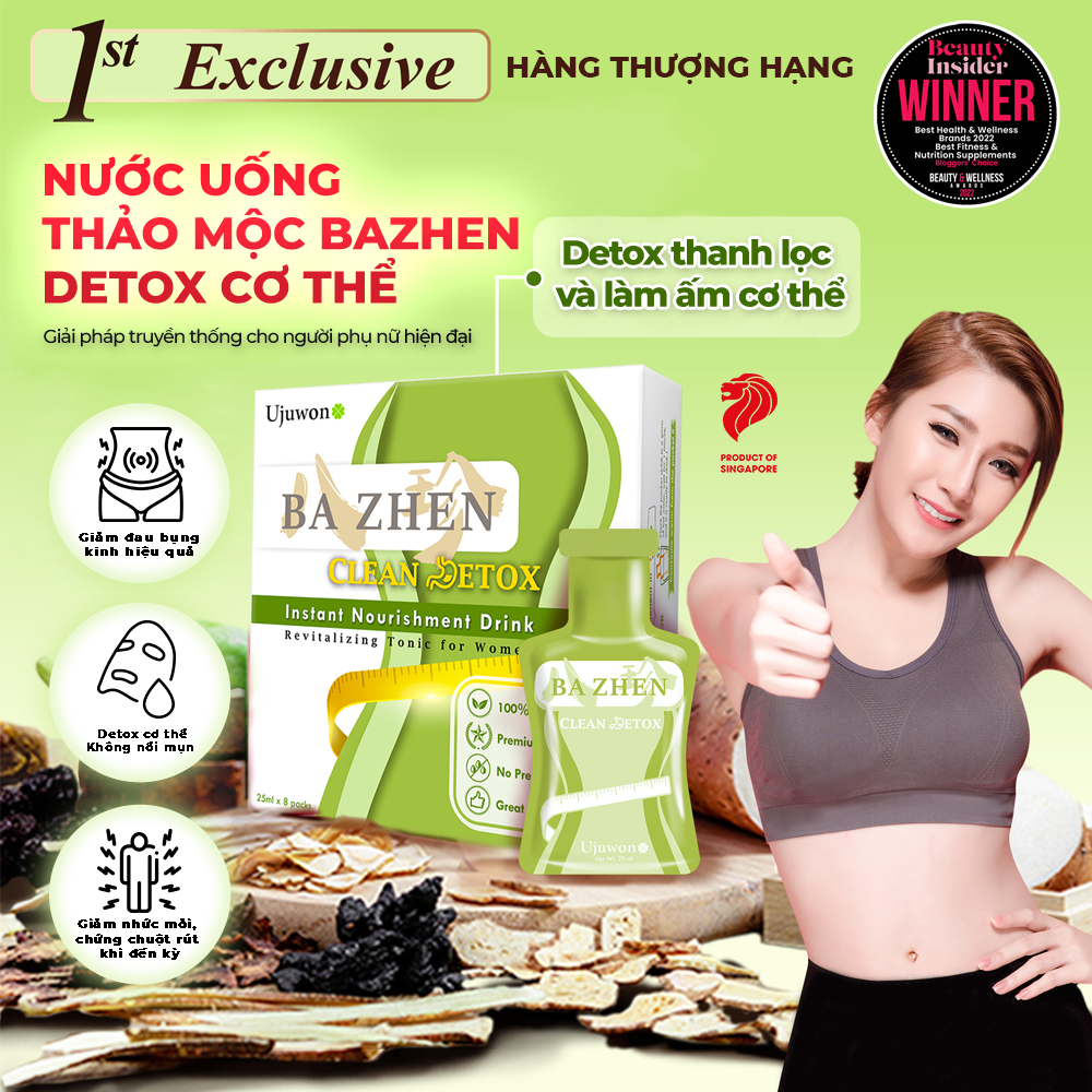 Nước Uống Thảo Mộc Giảm Đau Bụng Kinh Hiệu Quả, Ba Zhen Ujuwon Đài Loan, Detox Thanh Lọc Cơ Thể, Cải Thiện Làn Da, Hỗ Trợ Giảm Cân