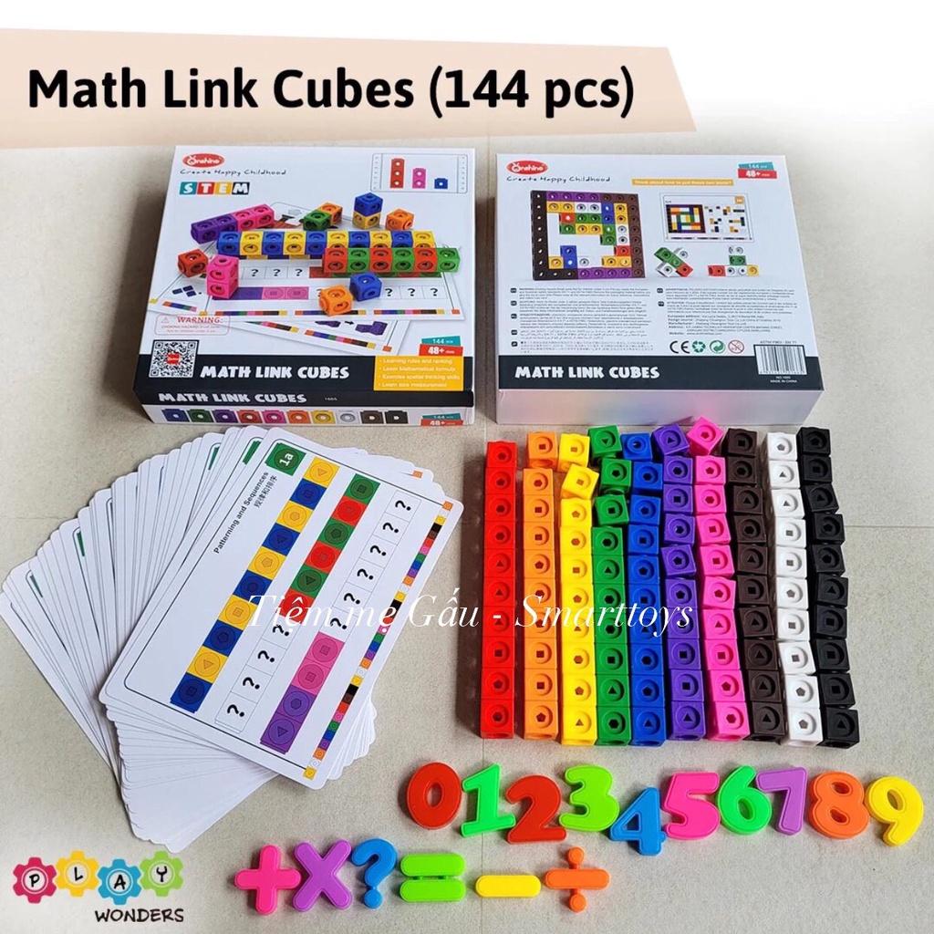 BỘ HỌC TOÁN VÀ XẾP HÌNH SÁNG TẠO MATH LINK CUBES NUMBER BLOCK 100 KHỐI 10 MÀU SẮC