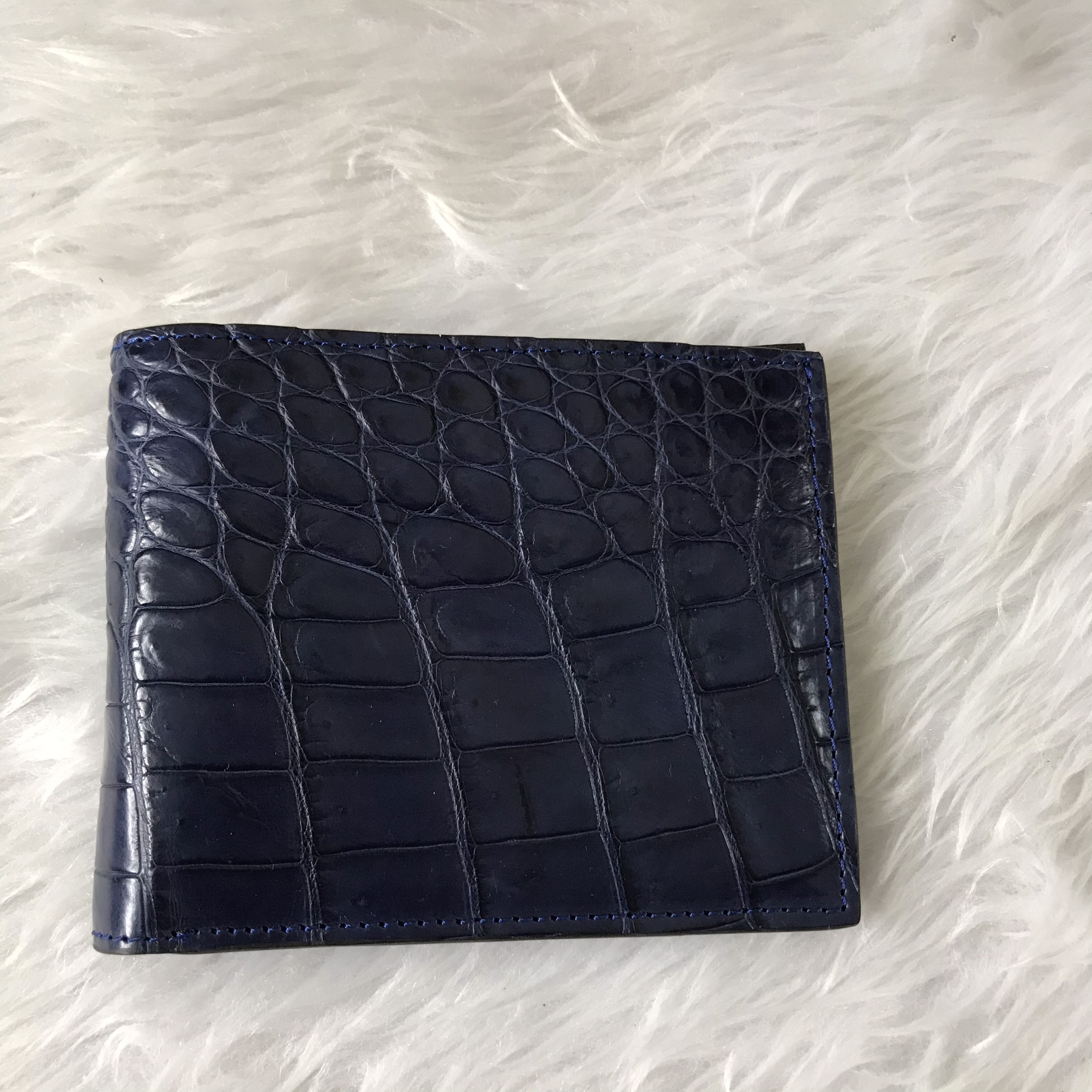 VÍ DA CÁ SẤU XANH NAVY--VÂN BỤNG CÁ SẤU