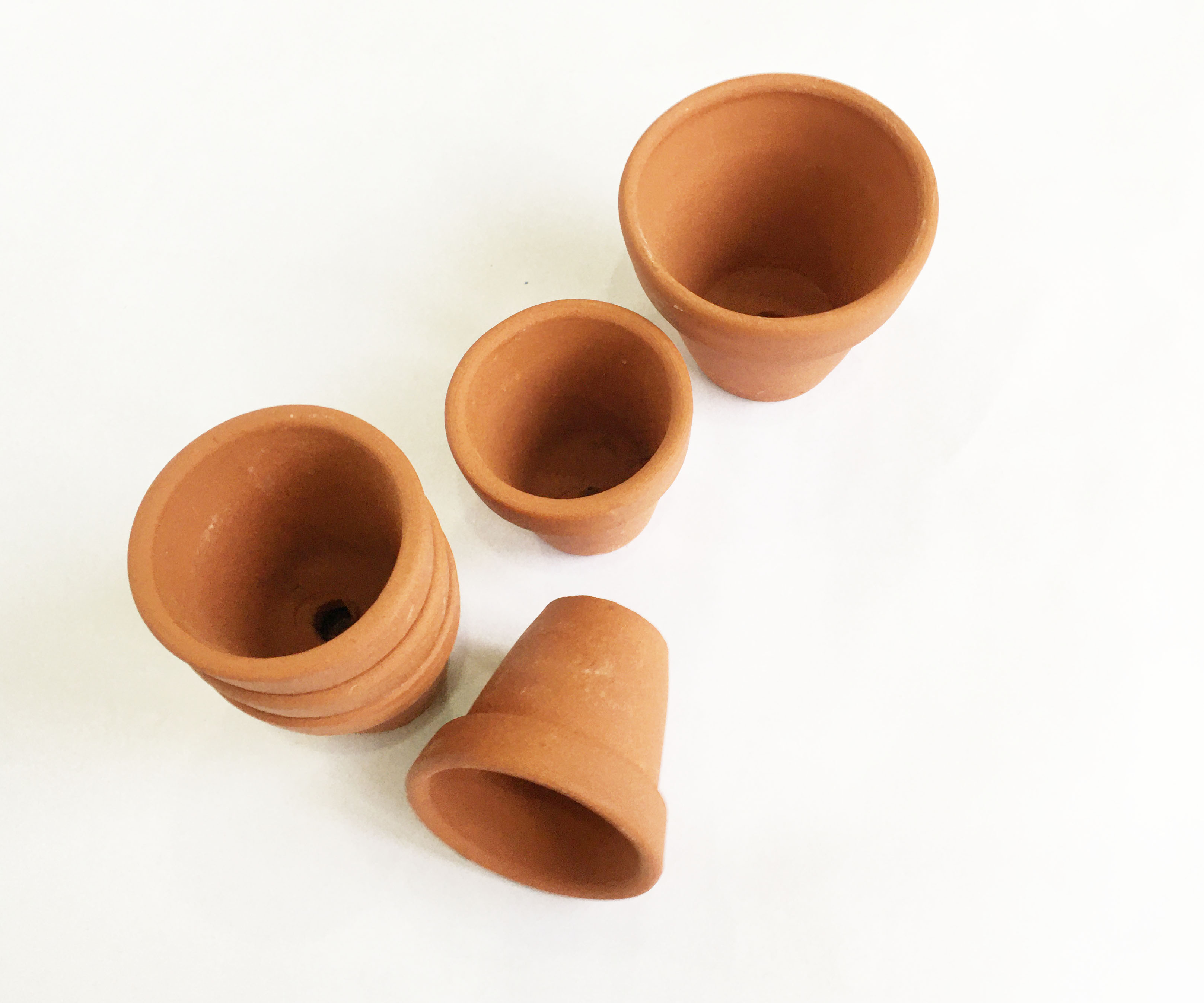 Combo 5 Chậu đất nung mini có lỗ xinh xắn, vintage làm chậu trồng sen đá, xương rồng, hoa handmade