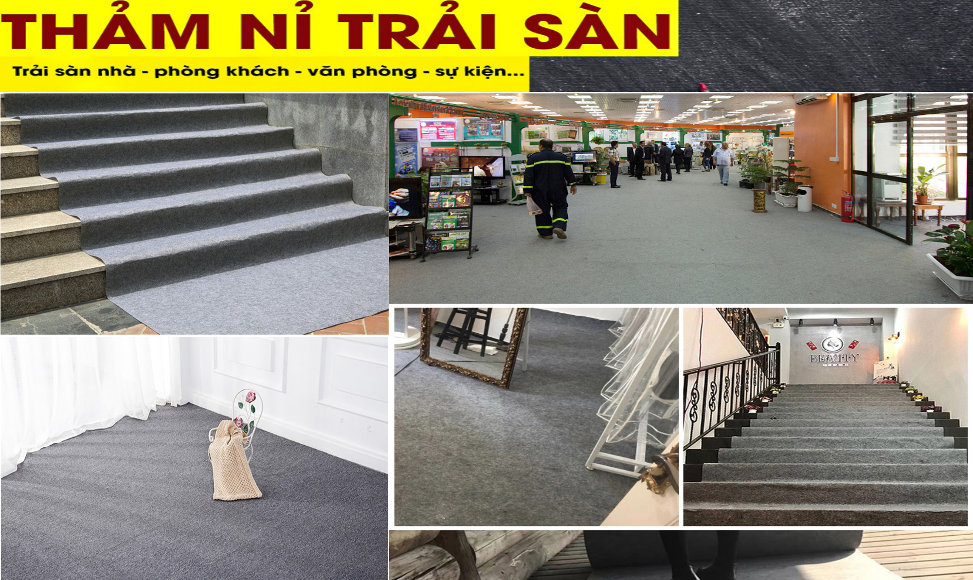 Thảm trải sàn nỉ - Thảm lót sàn trải phòng giá rẻ trải dày 3mm trải sự kiện, trải cửa hàng, phòng ngủ