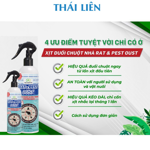 Xịt đuổi chuột Rat & Pest Oust - An toàn cho Mẹ Bầu và Trẻ Em, Người Già