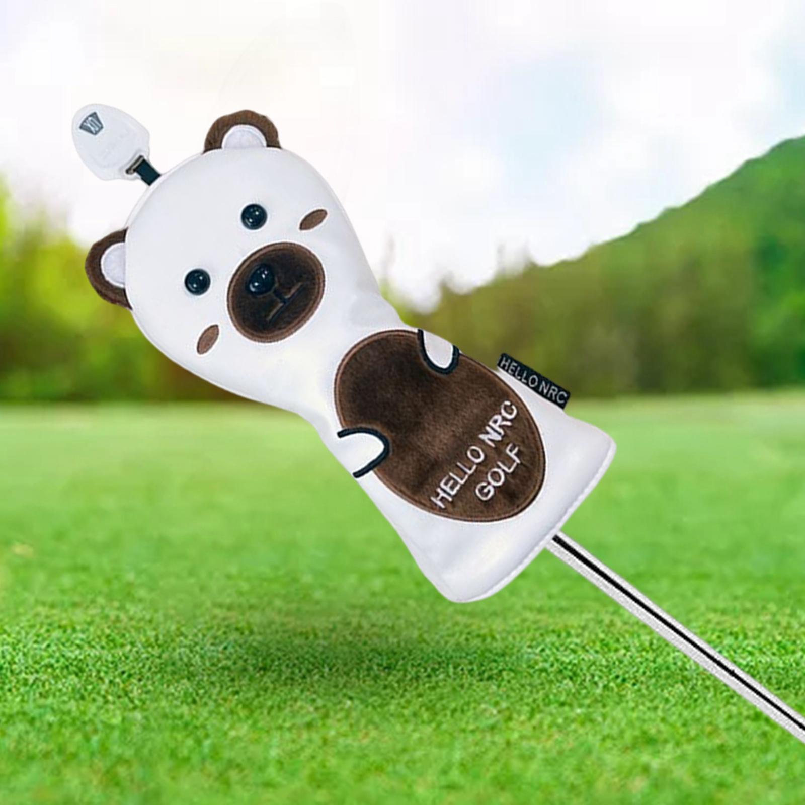 Golf Club Head Cover PU Leather Brown Bear Waterproof Driver Hybrid Fairway Cover