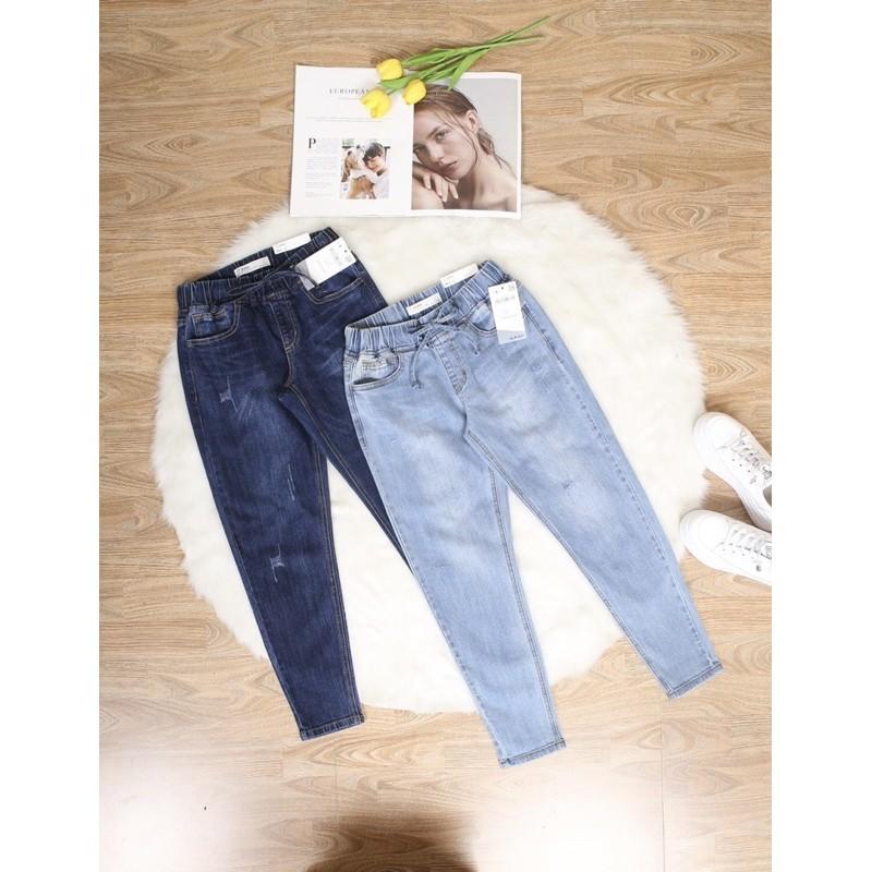 Quần jean baggy cạp chun sước 9 tấc vnxk cao cấp