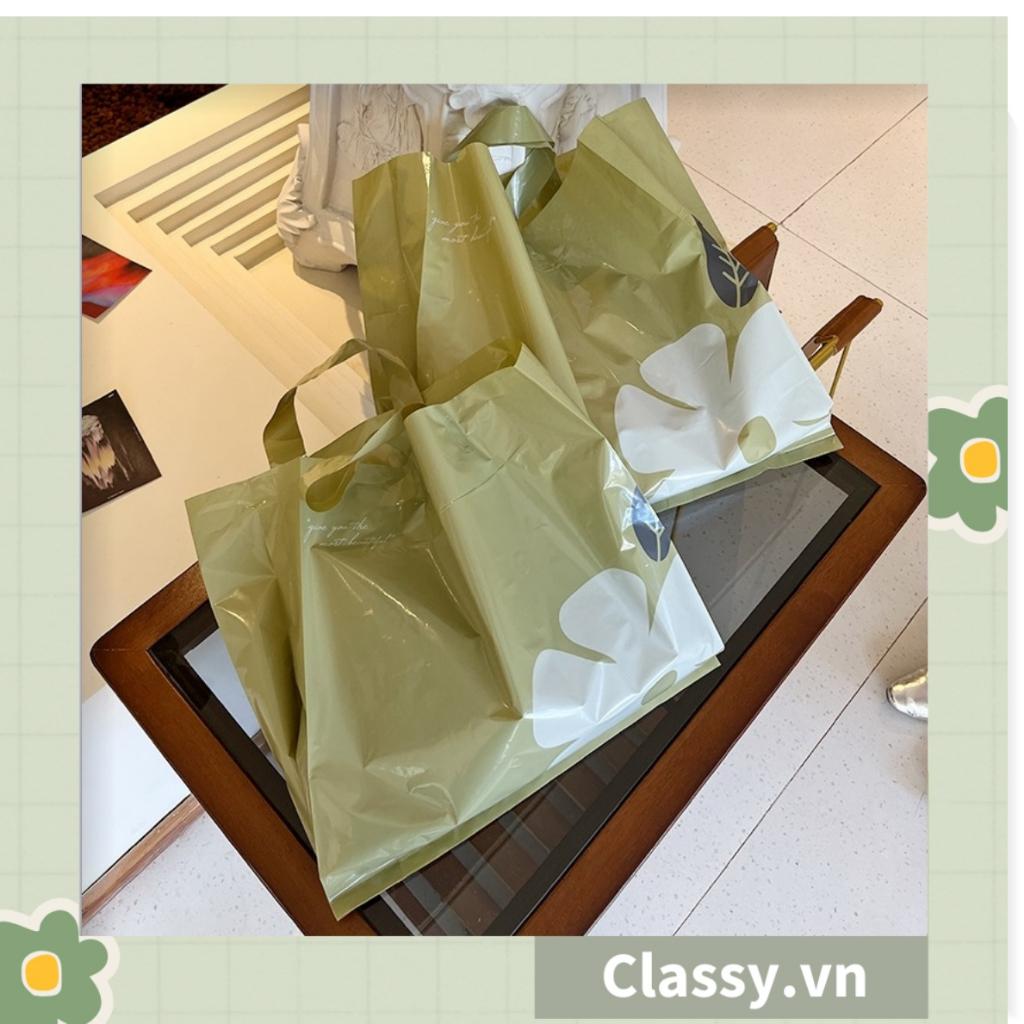 Classy Túi quai xách nhựa hoa trà chất lượng, đi shopping, làm quà tặng T1482