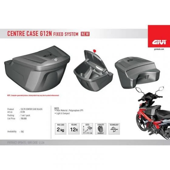 Thùng giữa Givi G12N 12 lít Fixed Center Box 2019 đặc biệt cho Winner Exciter, Wave xe máy, Mô tô