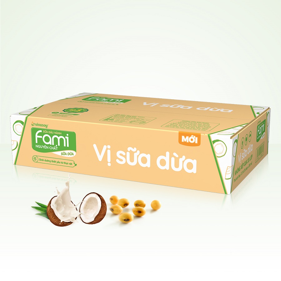 Thùng Sữa Đậu Nành Fami Nguyên Chất Vị Sữa Dừa