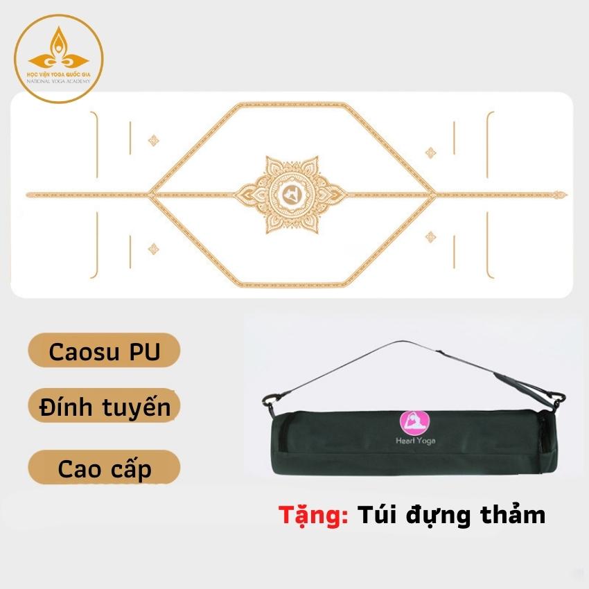 Thảm Tập Yoga Định Tuyến Chỉ Vàng PU Cao Cấp - YOGA QG, Chống Trơn Trượt, Thấm Hút Mồ Hôi, Đường Định Tuyến Chỉ Vàng Bắt Mắt, Tặng Kèm Túi Đựng - Hàng chính hãng