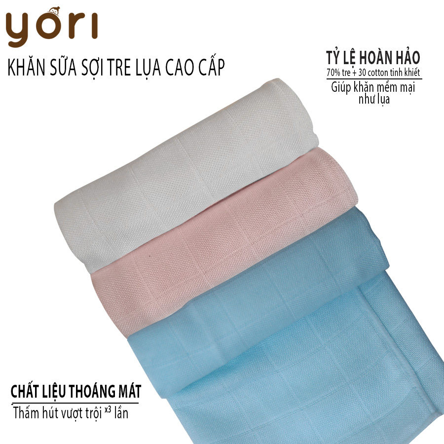 Khăn sữa sợi tre lụa YORI cao cấp cho bé sơ sinh (30x30cm)