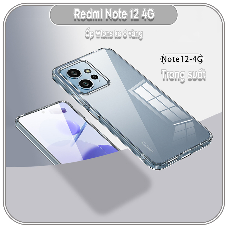 Ốp Lưng chống sốc wlons cho Redmi Note 12 4G, lưng PC không ố vàng