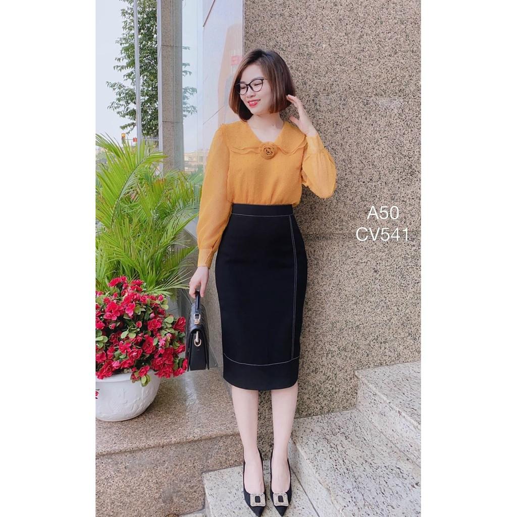 Chân váy công sở - chỉ may nổi