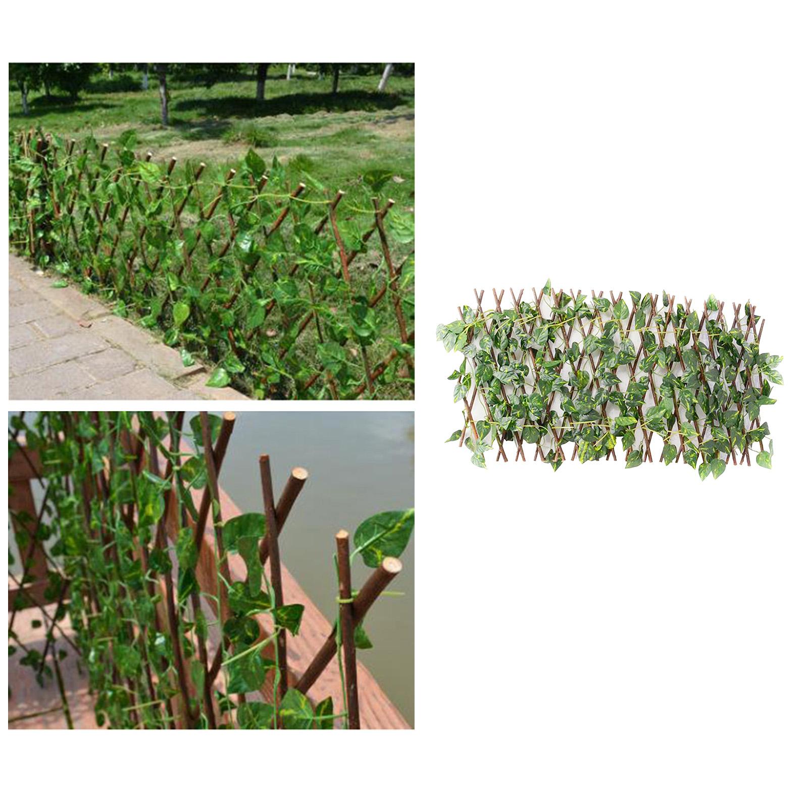 4x Retractable Garden Fence Trellis Privacy Screen with Outdoor Artificial Plant