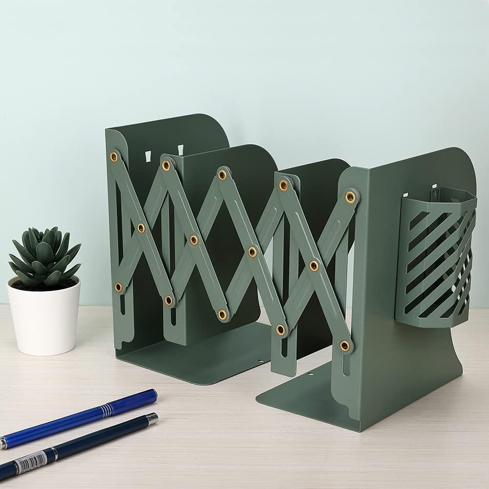 Kim Loại Bookends Có Thể Điều Chỉnh Và Chắc Chắn Để Bàn Tổ Chức Phụ Kiện Bàn Học Cho Gia Đình, Văn Phòng, Trường Học, Thư Viện Màu Xanh Lá Cây