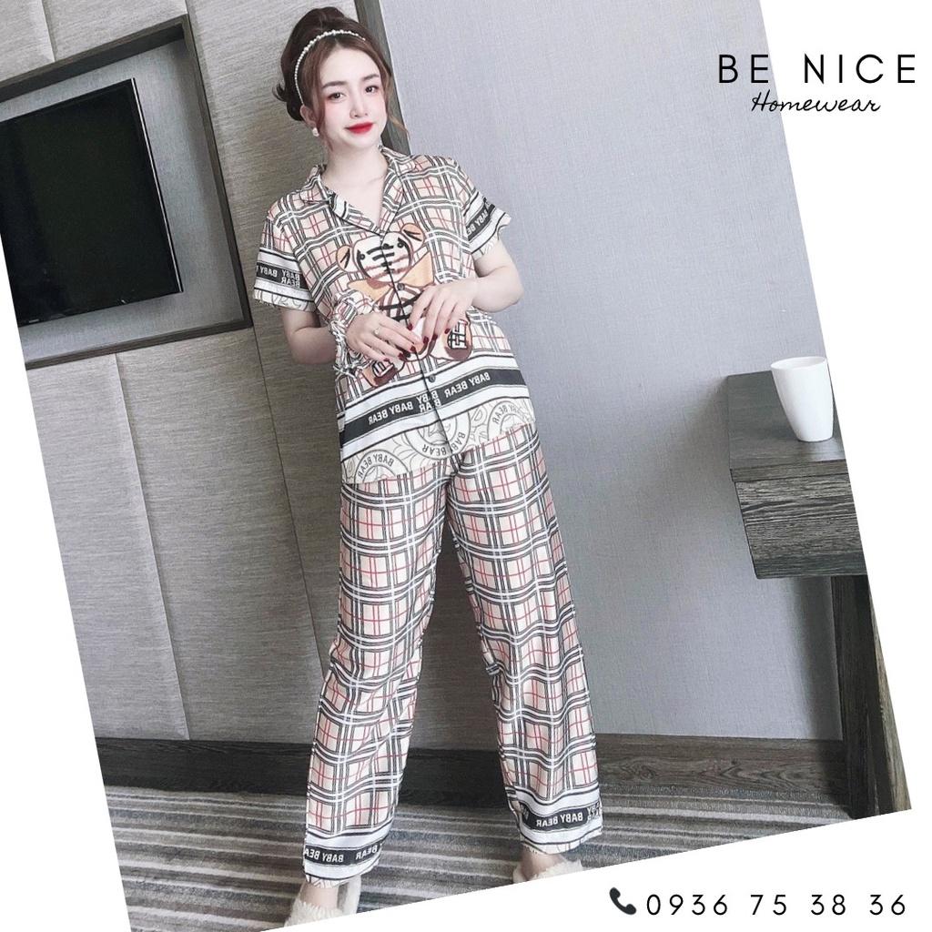 Bộ pijama tay ngắn quần dài họa tiết lạ mắt tặng kèm cột tóc Be Nice Homewear