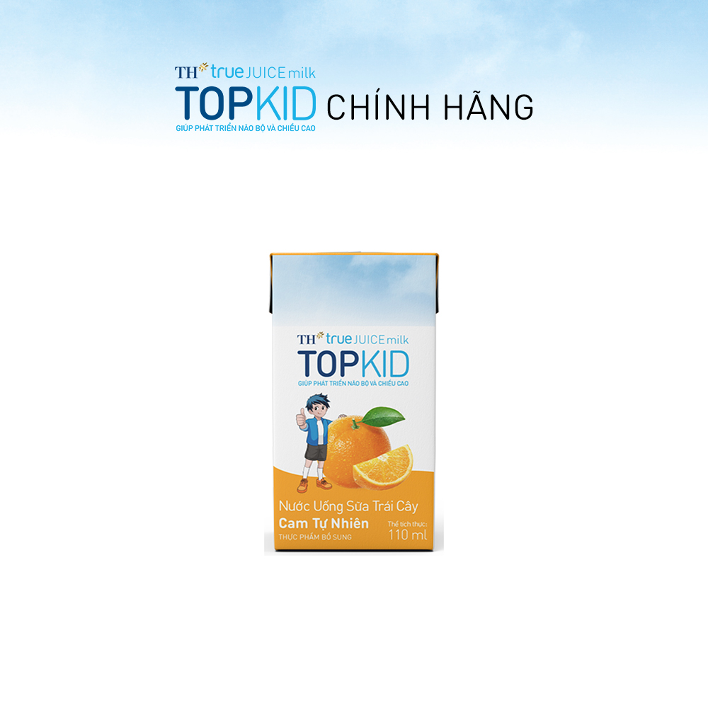 Thùng 48 hộp sữa trái cây TOPKID hương cam tự nhiên TH True Juice Milk 110ml