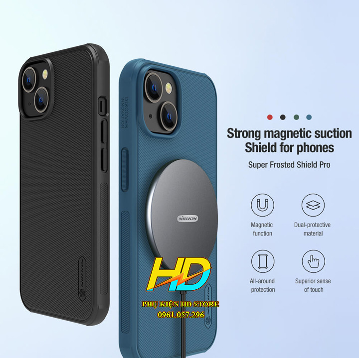 Ốp Lưng Dành Cho iPhone 14 Chính Hãng Nillkin SUPER FROSTED SHIELD PRO Dạng Sần, Chống Sốc, Không Bám Vân Tay - Hàng Chính Hãng