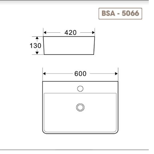 Chậu lavabo rửa mặt đặt trên bàn BSA-5066 sản phẩm chỉ gồm phần sứ (vòi gắn lên thành lavabo)