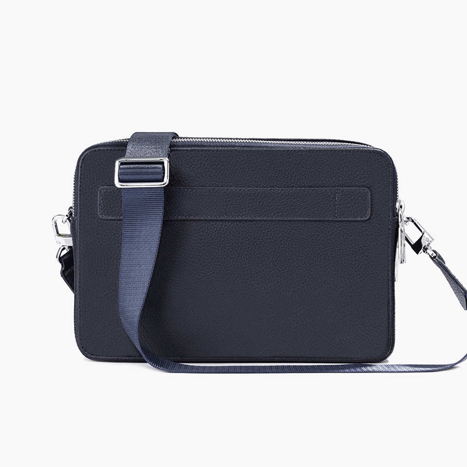 Túi Cầm Tay Nam Đeo Chéo Chính Hãng GENCE TC04 Da Bò Cao Cấp Màu Xanh Navy