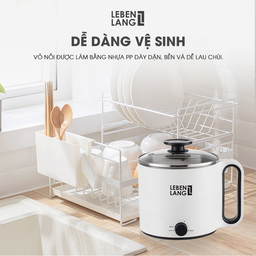 Nồi lẩu điện mini đa năng Lebenlang LBEC0808 1500ml - Hàng chính hãng