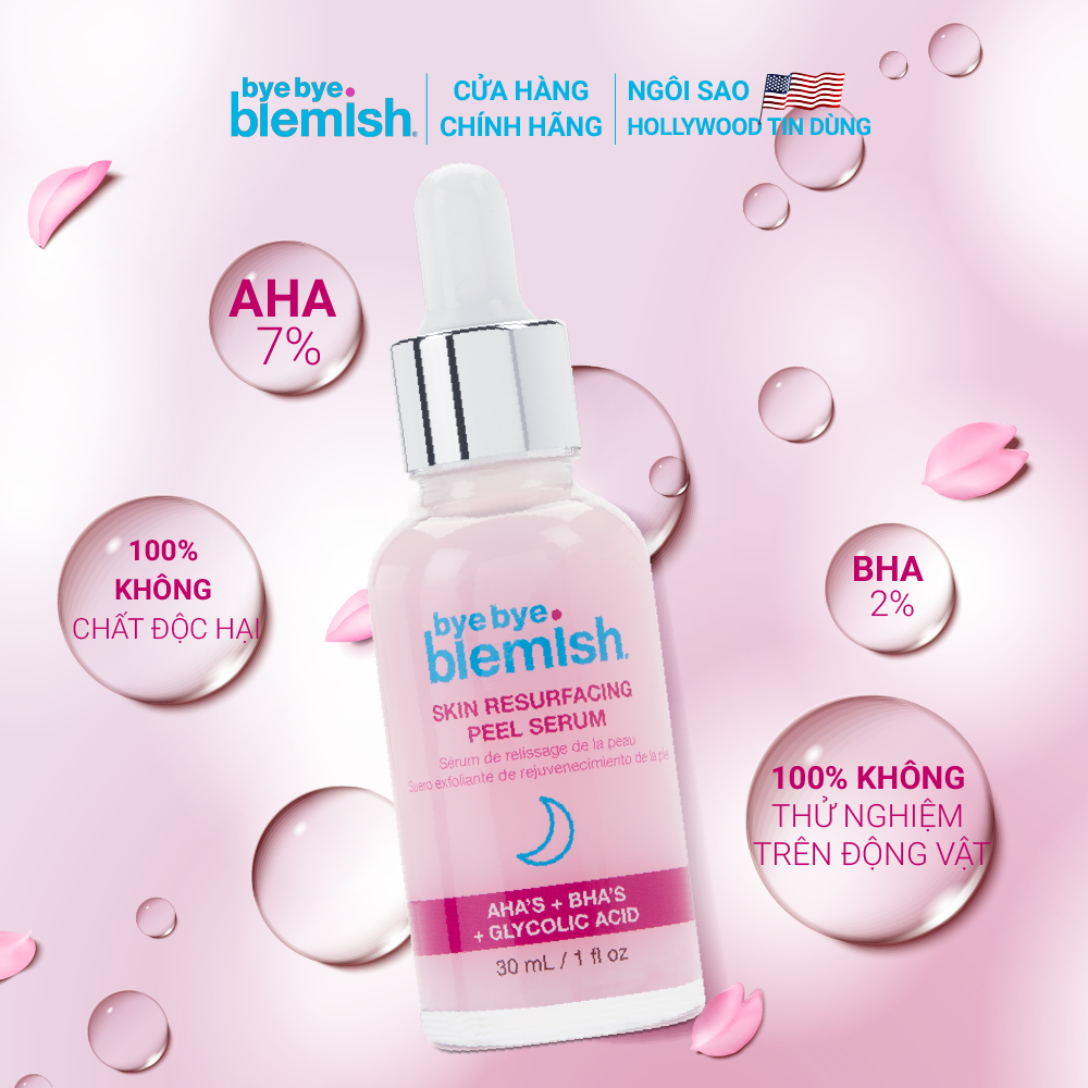 Bộ sản phẩm Chấm mụn và Tinh chất Peel da AHA + BHA Bye Bye Blemish giúp giảm mụn sưng đỏ, mờ vết thâm và tái tạo làn da