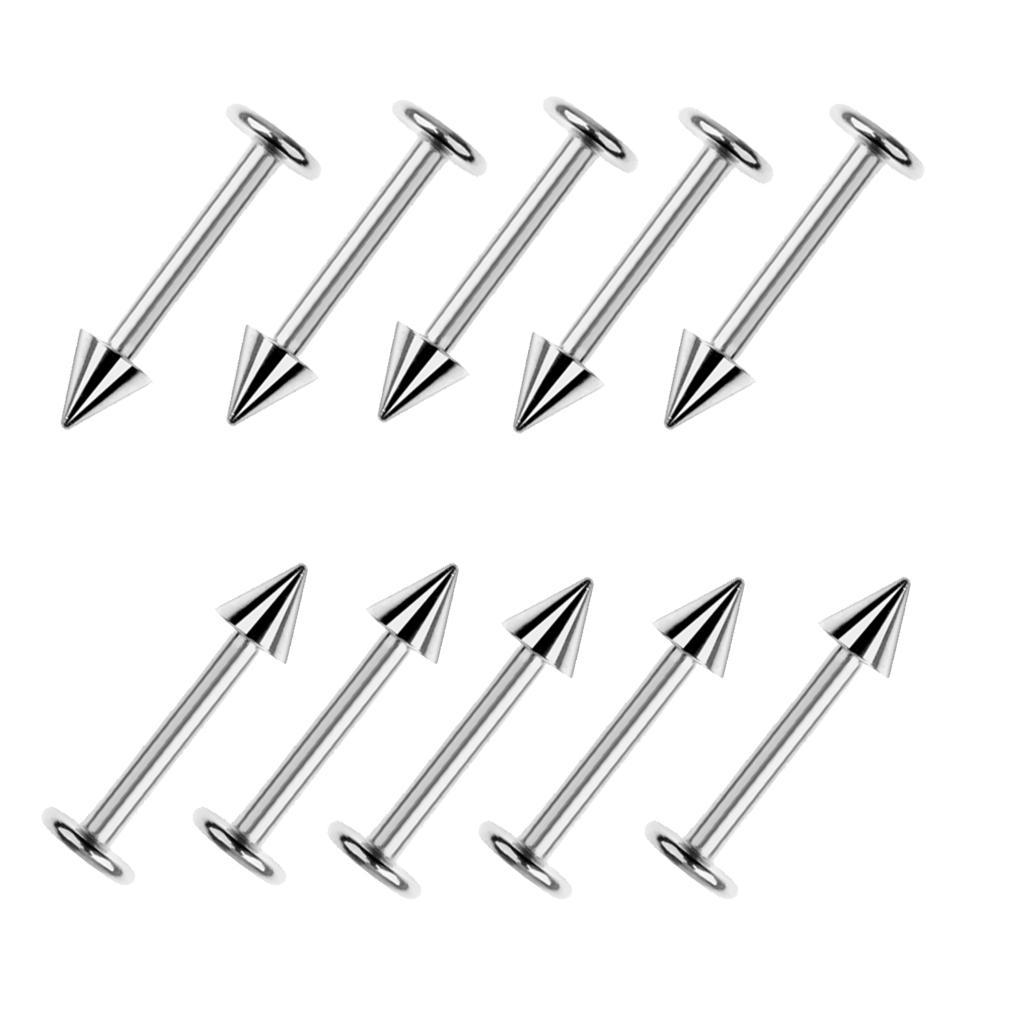 10PCS Men Ladies Fashion Stainless Steel Labret Ear 16G