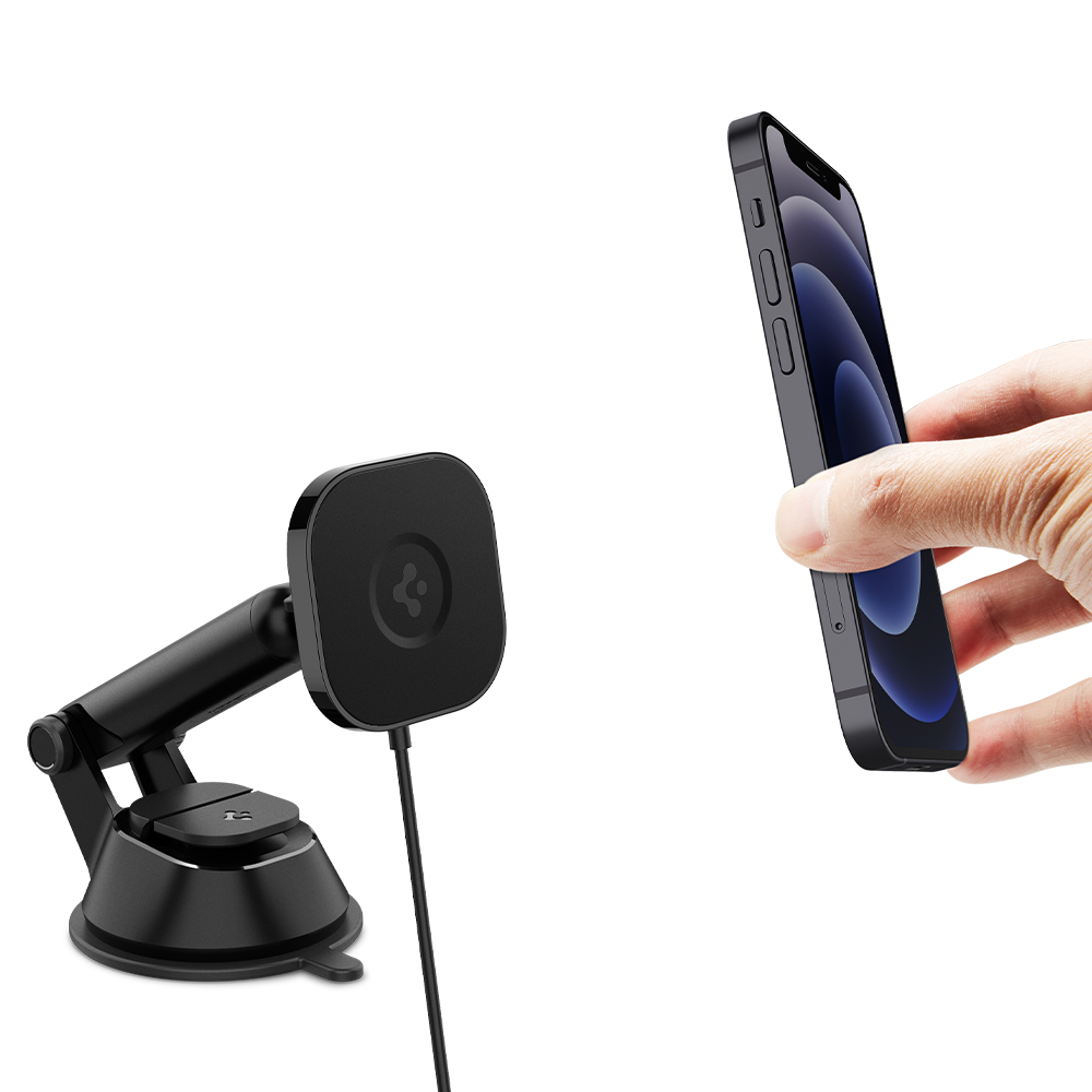 Sạc Mag Xe Hơi Spigen OneTap Pro Wireless Magnetic Car Charger Dashboard - Hàng Chính Hãng