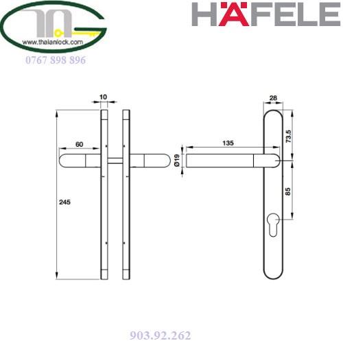 Tay nắm đế dài cho cửa đố nhỏ,CC85MM Hafele 903.92.262