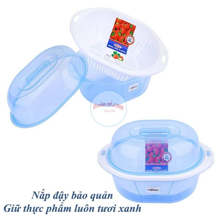 Bộ rổ chậu Song Long 2521 có nắp đậy hàng cao cấp tiện lợi -