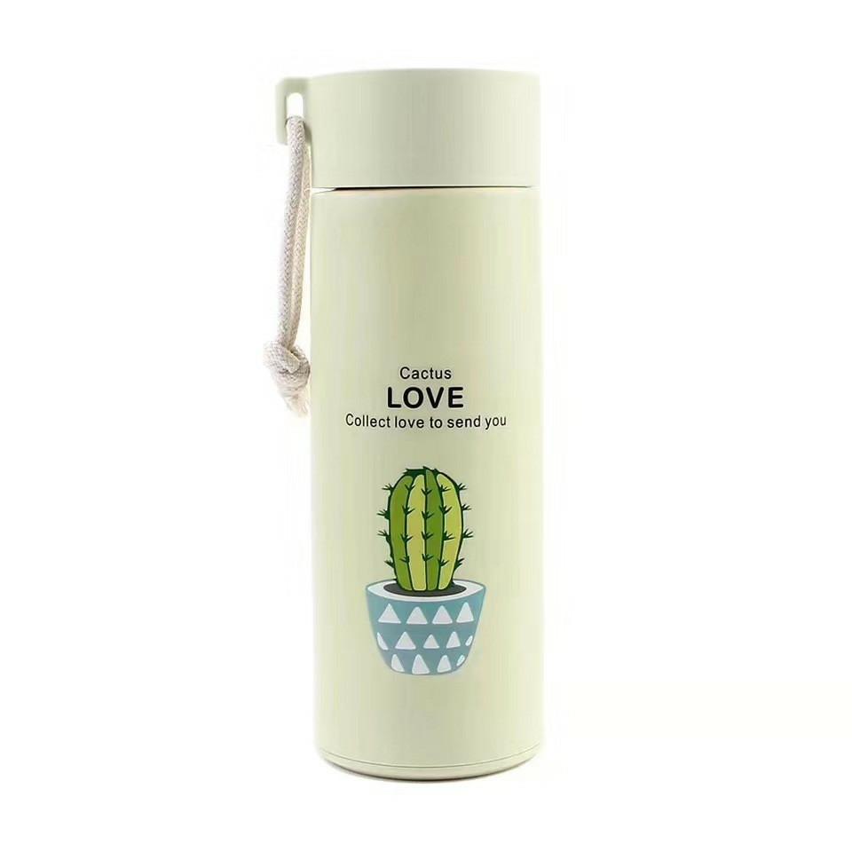 Bình nước in hình xương rồng nhiều màu 400ml cute
