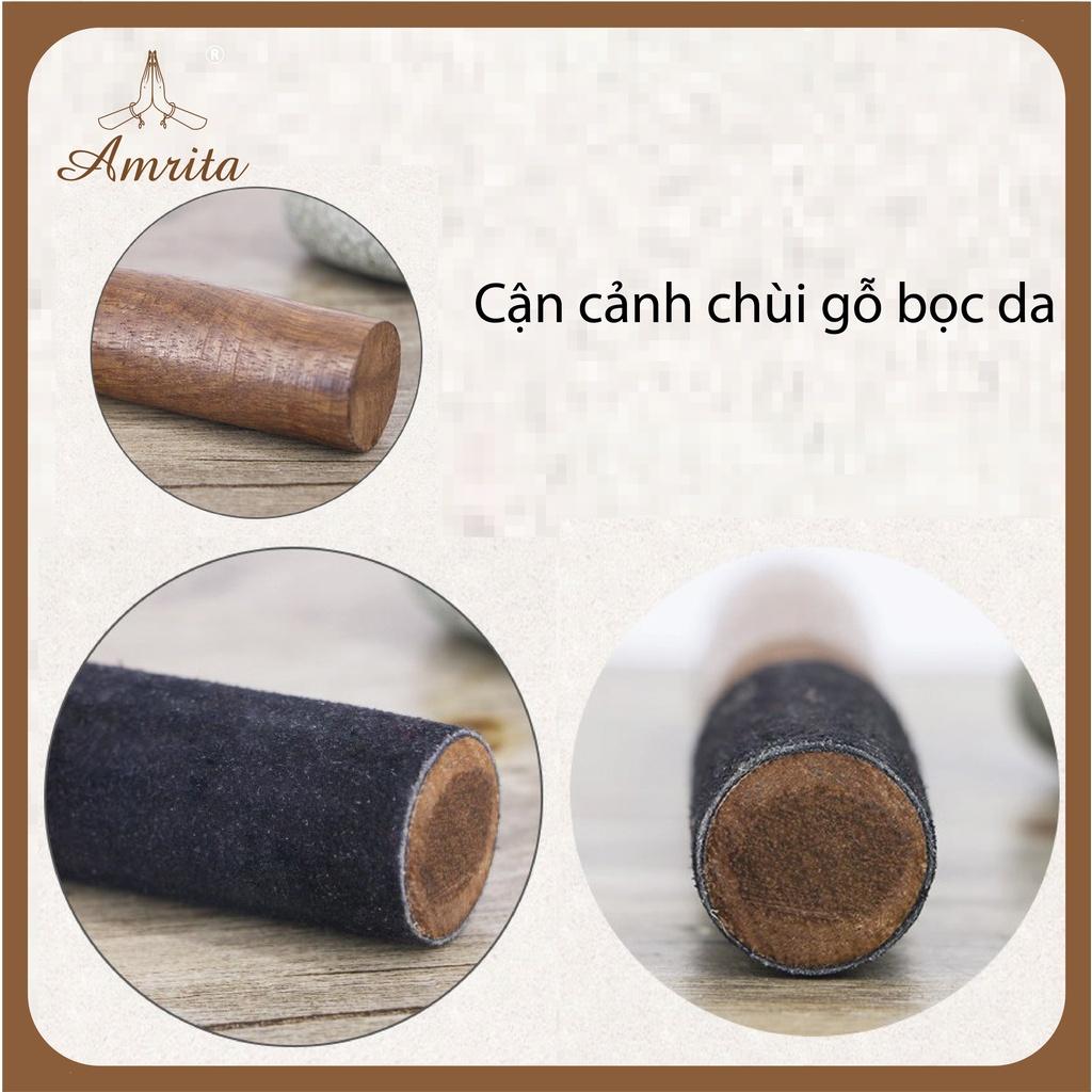 Dùi chuông xoay Nepal - Dùi gỗ bọc da cao cấp - singing bowl - Chùi gỗ đánh chuông xoay - mõ gỗ tụng kinh - Amrita