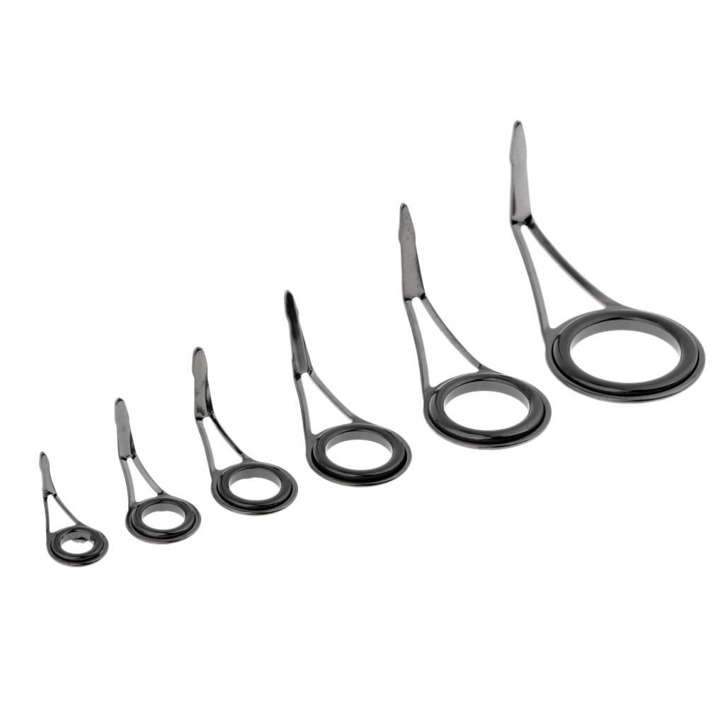 6pcs Fishing Rod Guides Top Tips Eye Ring Rod Repair Kit for Rod Building