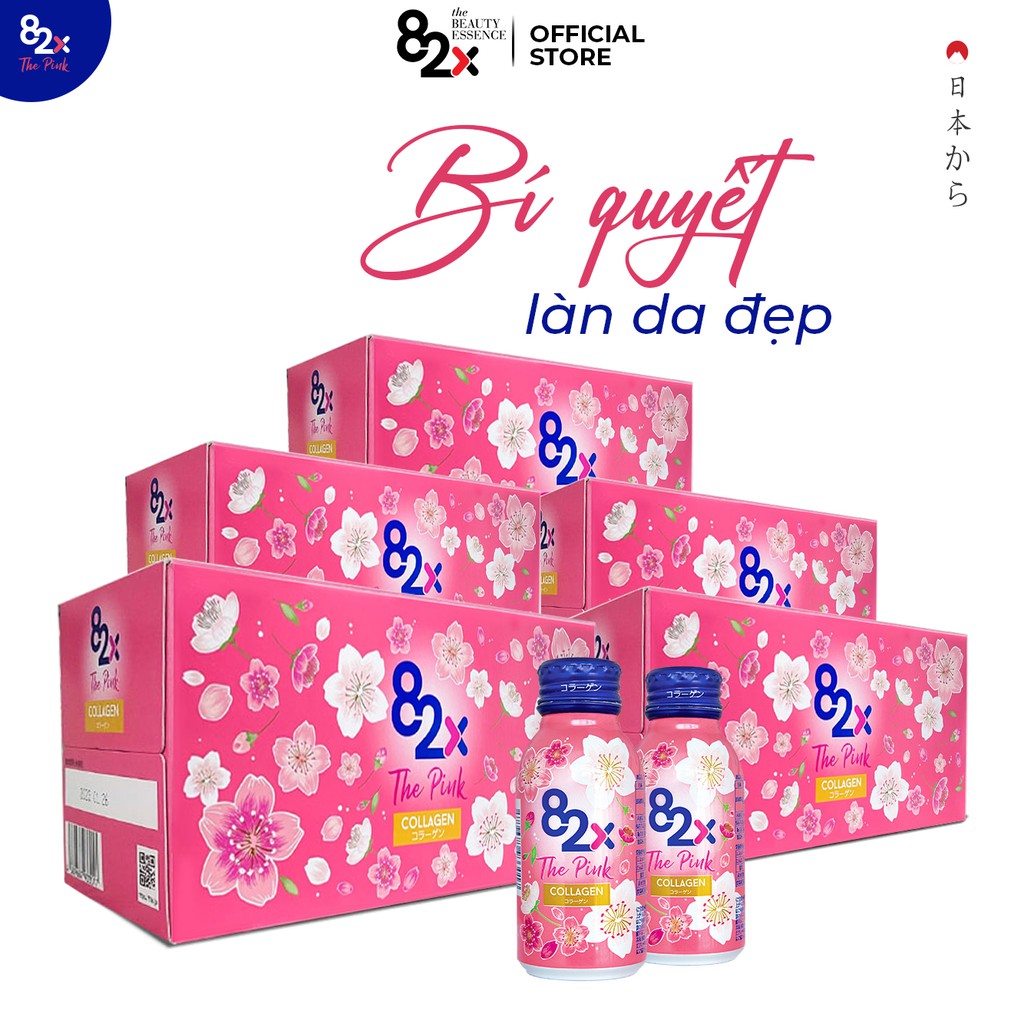 Combo 5 hộp 82X The Pink Collagen 1000mg Collagen, 300mg Vitamin C từ Nhật Bản