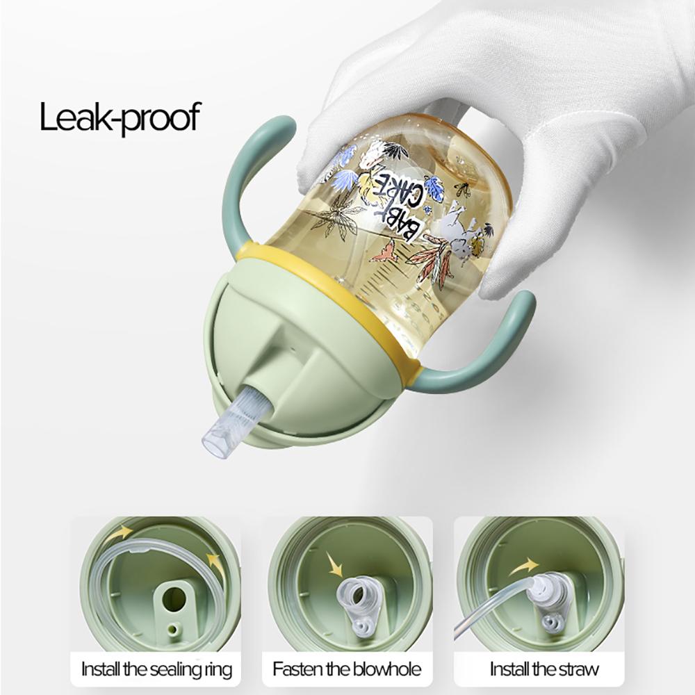 Trước Công Nguyên Babycare Bé Sippy Cup In Chống Nghẹn Ngào Tay Cầm & Sling Cho Ăn Mỏ Vịt Cúp Bi Trọng Lực Uống Học Ống Hút bình Nước