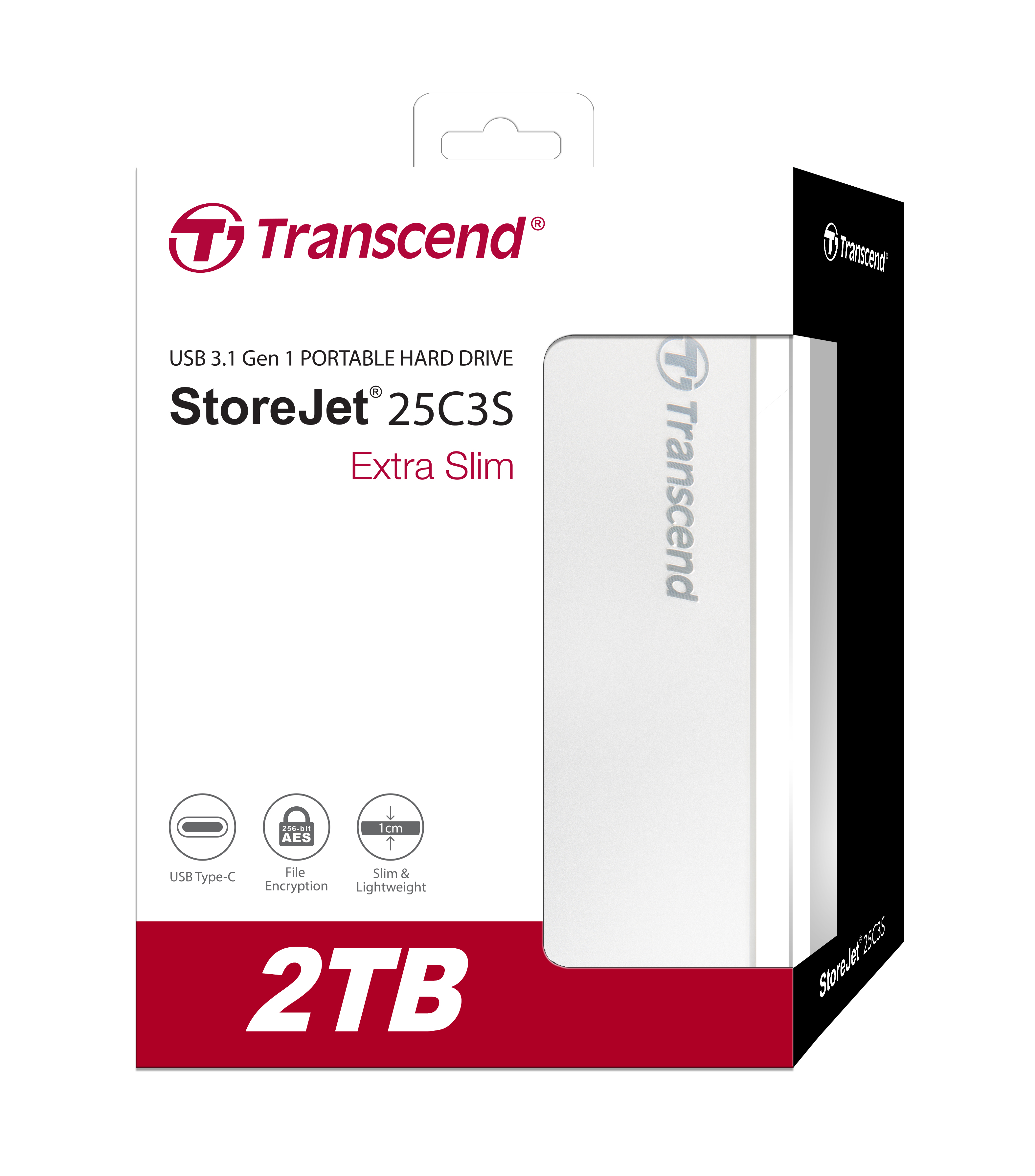 Ổ Cứng Di Động Transcend 2TB StoreJet C3S Extra Slim USB 3.1 - Hàng Chính Hãng