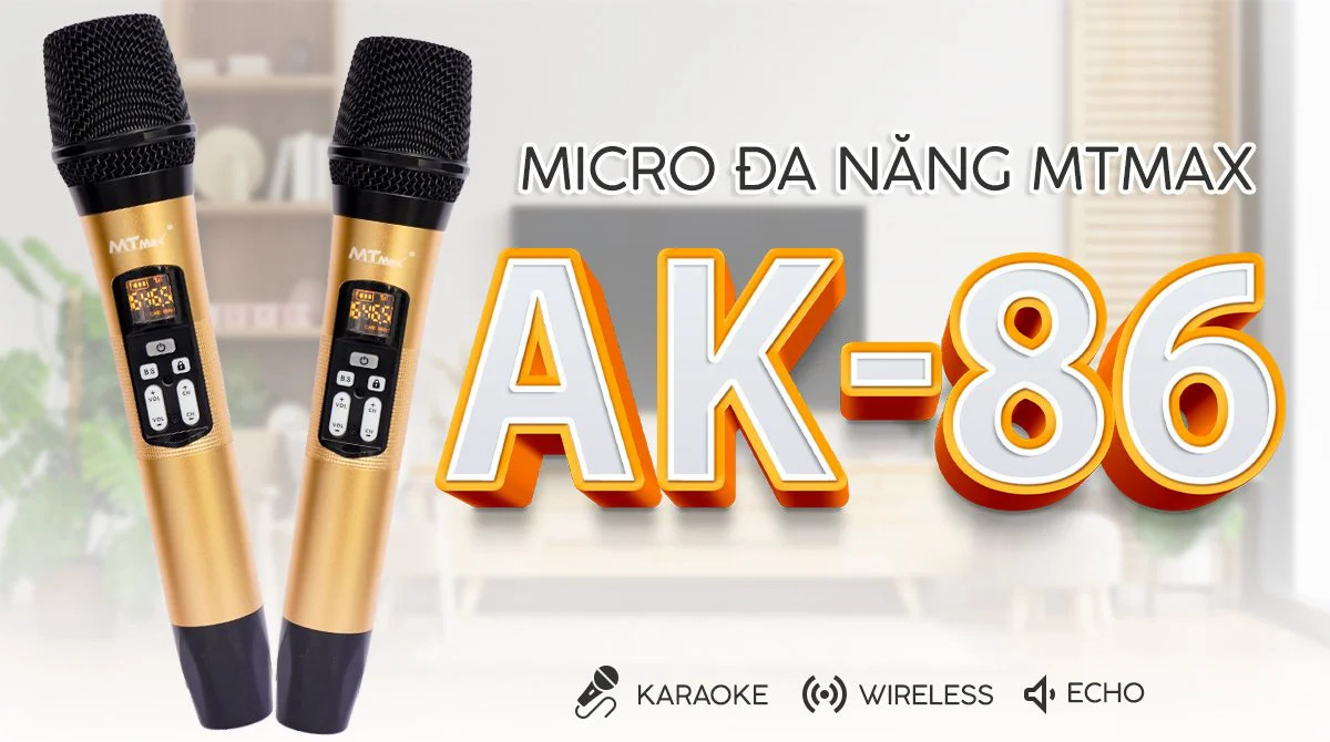 Siêu phẩm Micro không dây karaoke AK-86 kiểu dáng hiện đại chất lượng cao cấp. Hàng Chính Hãng